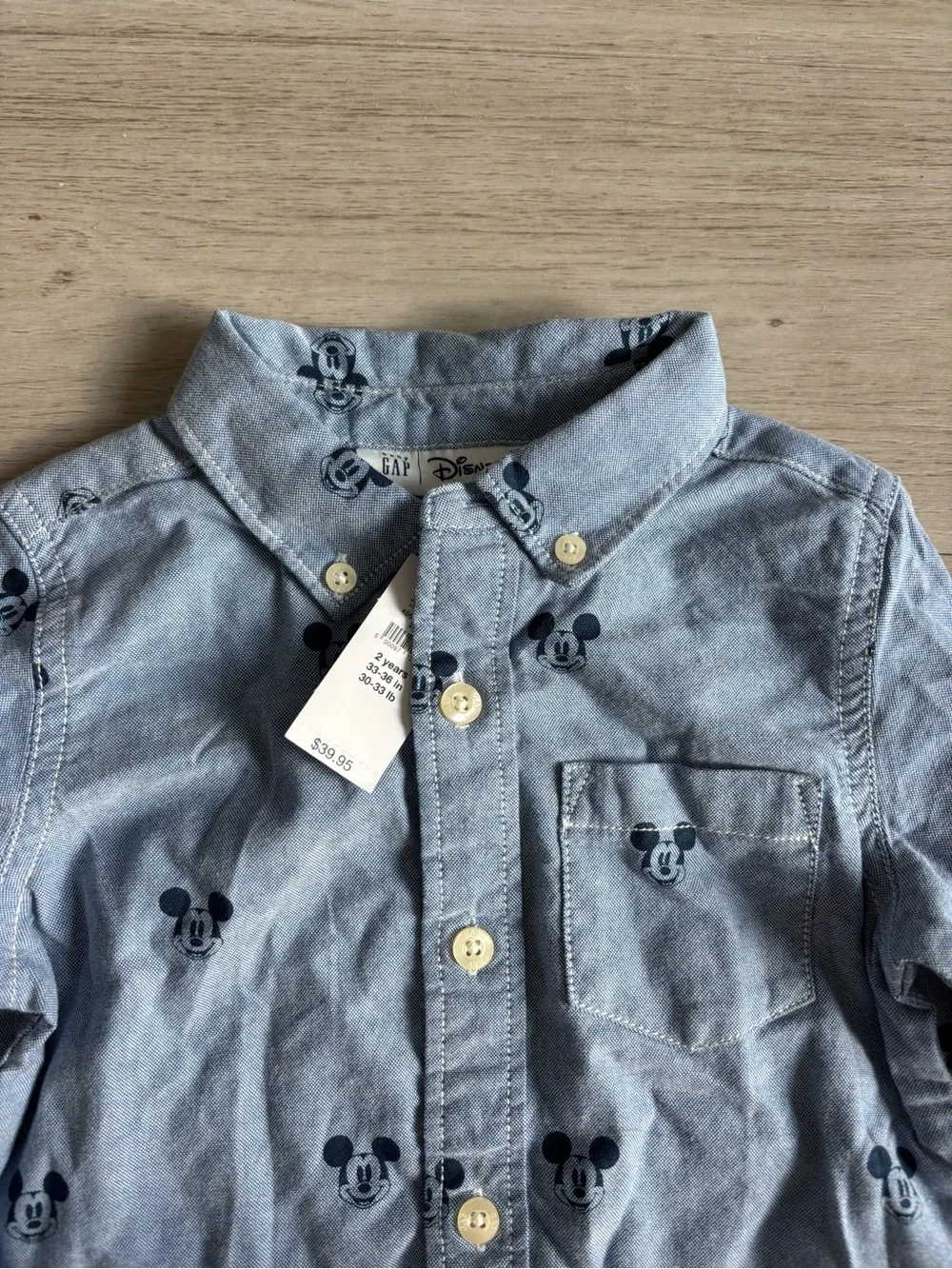 Gap x Disney Mickey Mouse Chambray Button Up Shirt NWT Size 2T